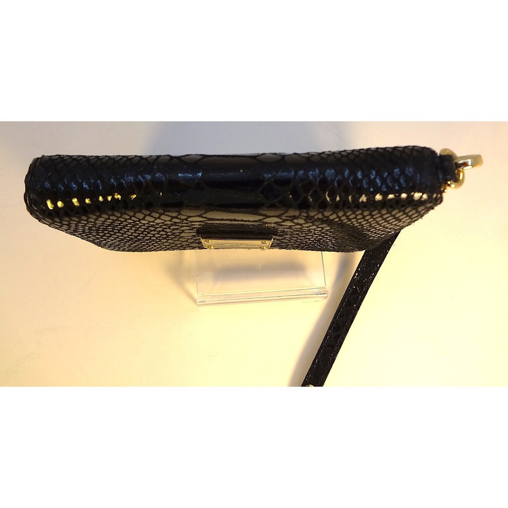 Michael Kors Black Snakeskin Print Zip Around Wristlet Metallic gold interior - Picture 10 of 10